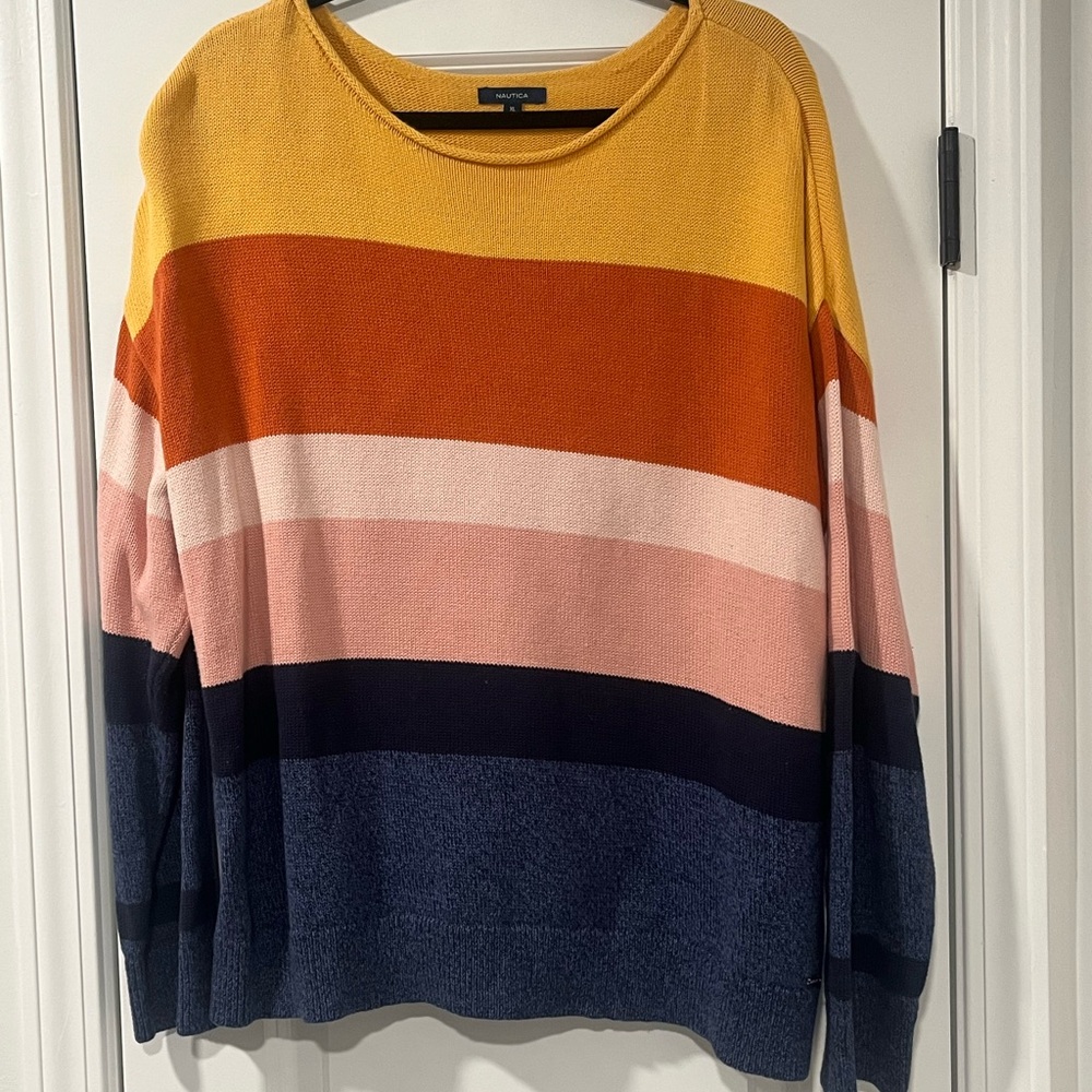3/$20 Nautica Multicolor Striped Crew Neck Sweater